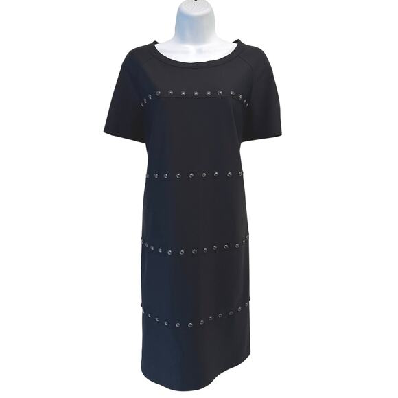 Tory Burch Waterbury Studded Dress Black Crew Neck Short Sleeve XL EUC - Picture 2 of 6